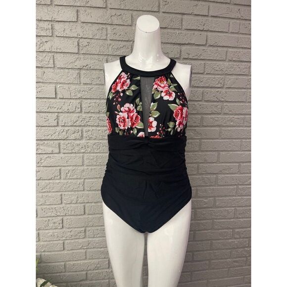 Floral Print One Piece Swimsuit Size M - Picture 1 of 9